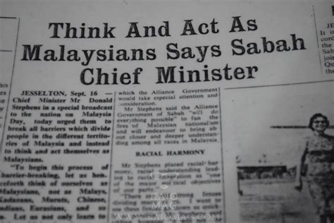 Looking Back On Sabah Chief Minister Donald Stephens’ First Malaysia Day Message • Kajomag