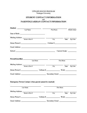 Fillable Online Tuskegee Student Tuskegee Fax Email Print Pdffiller