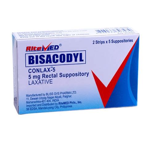 Conlax 5 Bisacodyl 5mg Rectal Suppository 10s Price In The Philippines