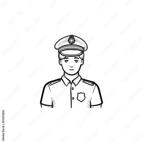 Policeman Hand Drawn Outline Doodle Icon Police Officer In Uniform As Authority Power And