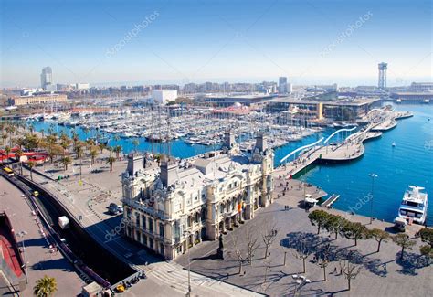 Aerial Barcelona port marina view — Stock Photo © lunamarina #10819229