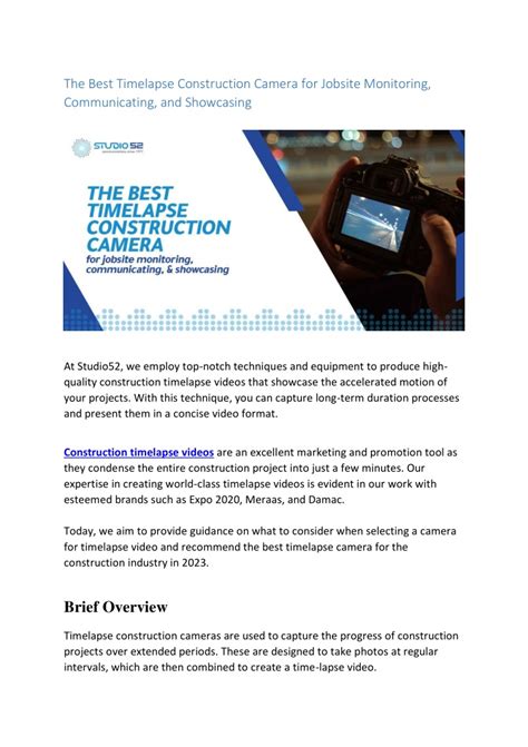 PPT - The Best Timelapse Construction Camera for Jobsite Monitoring, Communicating, and ...