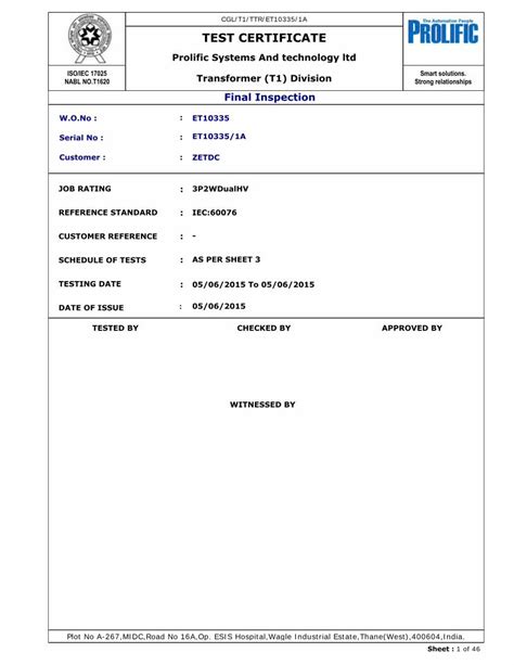 Pdf Cgl T Ttr Et A Test Certificate Test Certificate