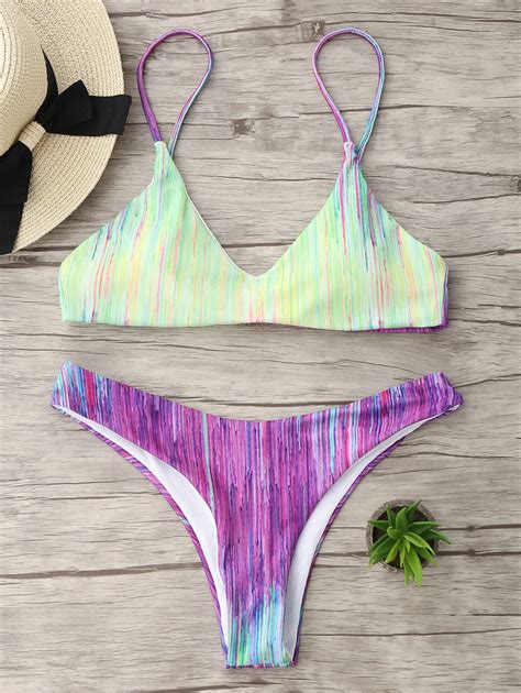 2019 Bikini Set Women Tie Dye Spaghetti Strap Sexy Low Waist Bikini Swimwear Beach Bathing Suit