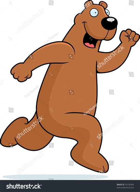 Happy Cartoon Bear Running Smiling Stock Vector (Royalty Free) 53130304