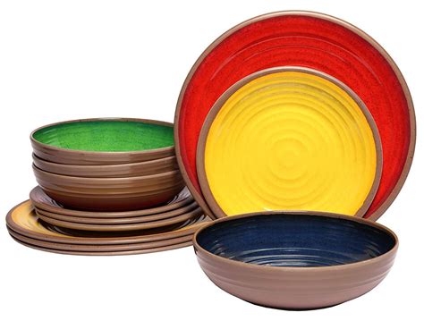 Melange 54 Piece Melamine Dinnerware Set Clay Collection Shatter