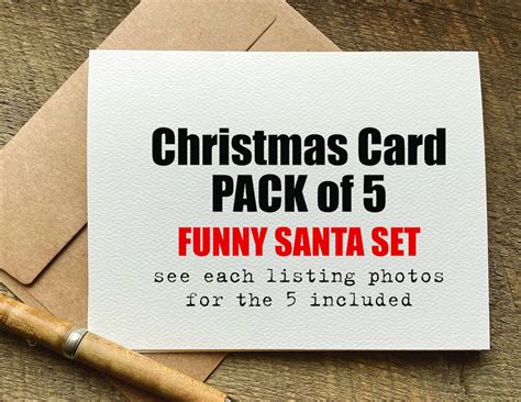 Funny Christmas Card Pack Santa Card Set Funny Santa Cards Adult Christmas Cards Set Of