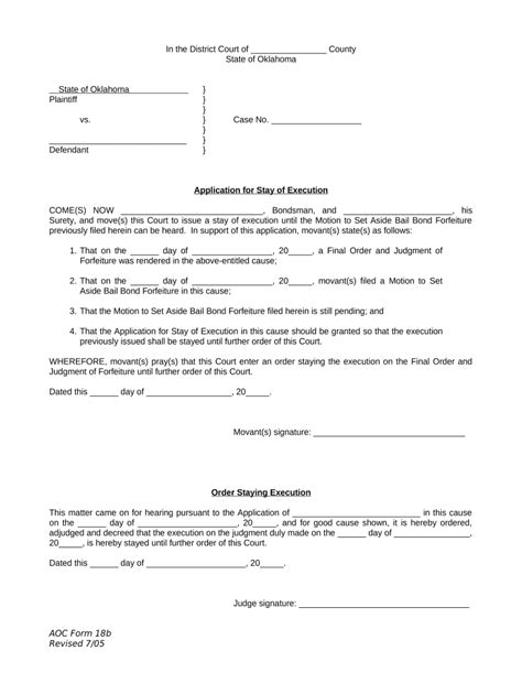 Stay Execution Application Doc Template Pdffiller
