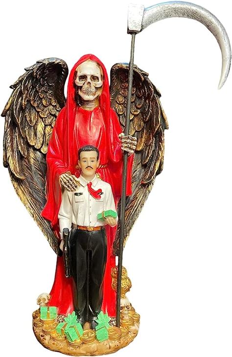 12 Santa Muerte Red Jesus Malverde Statue Home And Kitchen