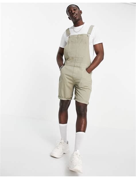 Asos Short Denim Overalls In Green For Men Lyst