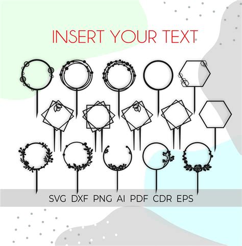 Svg Cake Topper Frames Bundle Wedding Cake Topper Frame Svg Etsy