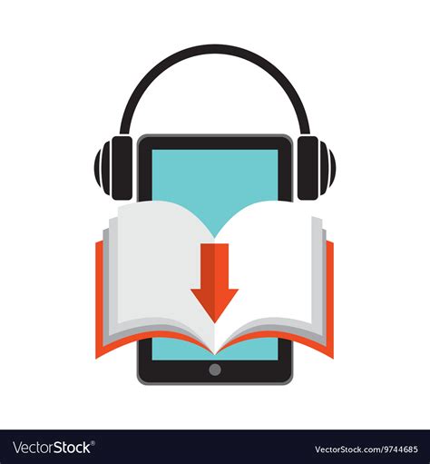 Book And Headphone Icon Audiobooks Design Vector Image