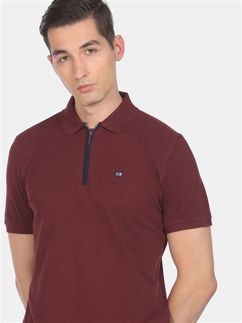 Buy Arrow Sport Men Red Brand Logo Polo Collar Applique T Shirt