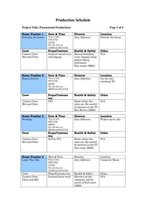 Video Shoot Plan Template