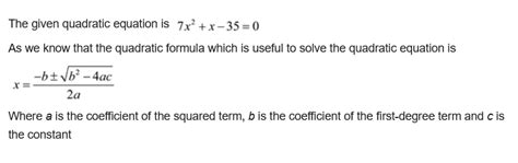 Which Equation Shows The Quadratic Formula Used Correctly To Solve 7x2