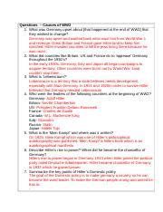 Causes Of WW2 Comprehension Questions Docx Questions Causes Of WW2