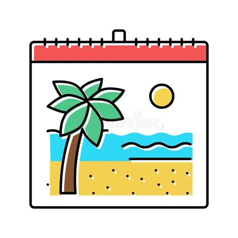 Vacation Calendar Color Icon Vector Illustration Stock Vector