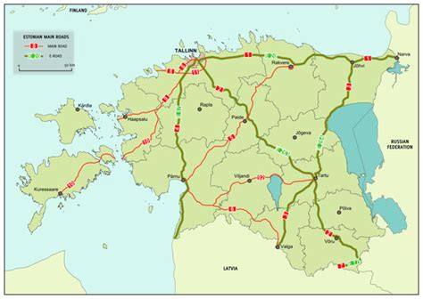 Large Detailed Main Roads And E Roads Map Of Estonia Vidiani