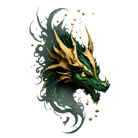 Green Dragon Head Design With Slight Gold Color Variant Dragon Head