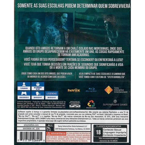 Until Dawn Playstation Hits Ps4 Jogo Mídia Física Arena Games