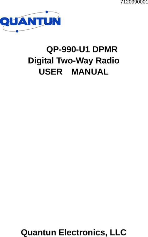 Quantun Electronics Qp 990 U1 Two Way Radio User Manual