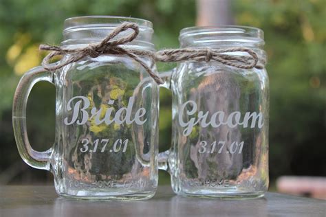 Engraved Mason Jars Mugs Toasting Mugs Personalized Mason