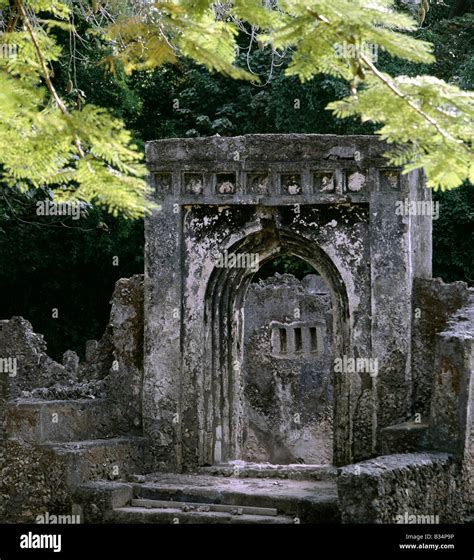 Kenya, Coast Province, Gedi. The entrance to the Palace of Gedi, part ...