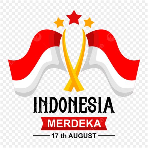 Tipografi Ucapan Indonesia Merdeka Dengan Ilustrasi Bendera Indonesia