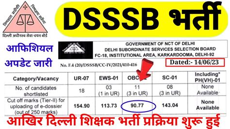 Dsssb Vacancy 2023dsssb Delhi Govt Vacancy Out 2023delhi New Big