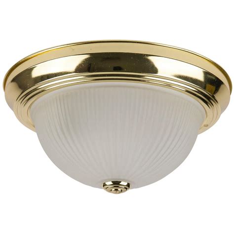 Sunlite 11 In 2 Light Polished Brass Decorative Dome Ceiling Flush Mount Fixture With Frosted