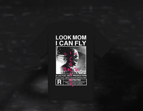 Travis Scott Custom Look Mom I Can Fly Tee Black Authentkicks