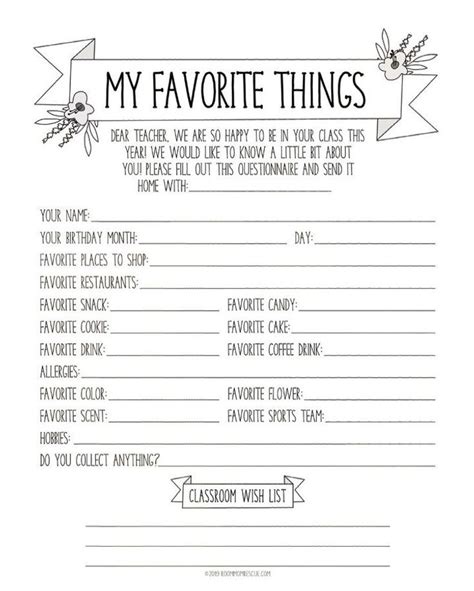 Teacher Questionnaire: Best Way to Get to Know The Teacher | Printable ...