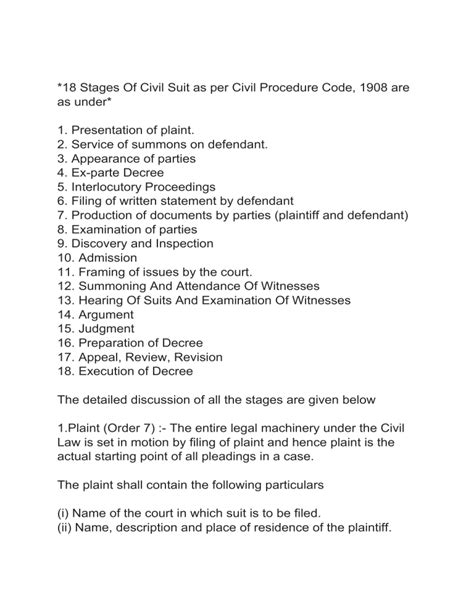 Court Procedures in Civil