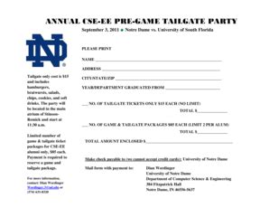 Fillable Online Cse Nd Annual Cse Ee Pre Game Tailgate Party