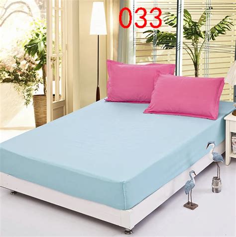 Light Blue Polyester Fitted Sheet Single Double Bed Sheets Fitted Cover