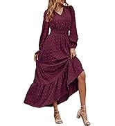 Amazon MASCOMODA Womens Boho Swiss Dot Maxi Dresses Wrap V Neck