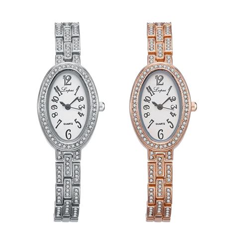 Luxury Women Rhinestone Watches Lady Dress Silver Watch Diamond Oval