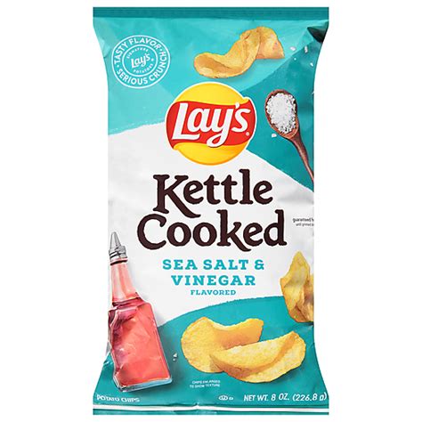 Lay S Kettle Cooked Potato Chips Sea Salt And Vinegar Flavored 8 Oz Potato Sullivan S Foods