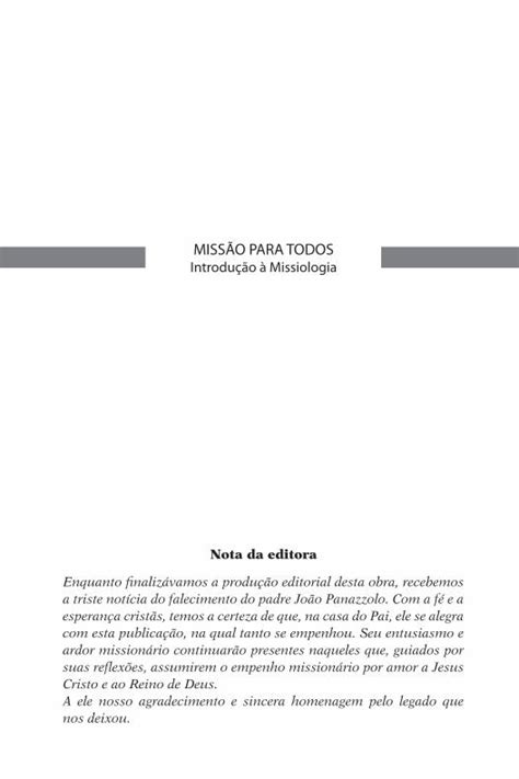 PDF MISSÃO PARA TODOS Introdução à Missiologia nunca se apagou na