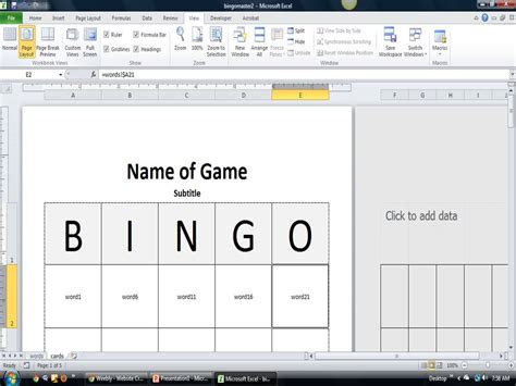 Bingo Cards Excel Schweitzers Presentations