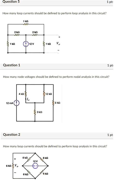 SOLVED Question5 1 Pt How Many Loop Currents Should Be Defined To