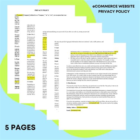 Ecommerce Privacy Policy Template