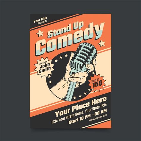 Stand Up Comedy Flyer Template 11425314 Vector Art At Vecteezy