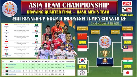 DRAWING MEN S TEAM QF BATC 2024 HASIL GROUP STAGE CHINA VS INDONESIA