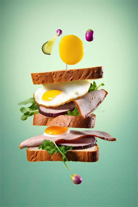 Tasty Sandwich Parts In Air Stock Photo Image Of Closeup Fall 276525418