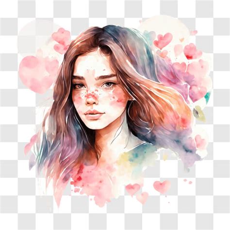 T L Charger Peinture L Aquarelle D Une Fille Aux Longs Cheveux Roses