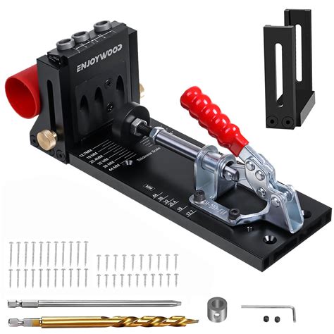 Enjoywood Xk4 Pocket Hole Jig Kit Aluminum Alloy Adjustable Woodworking