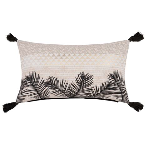 Housse de coussin en coton écru et noir à motifs 30x50 Metemma