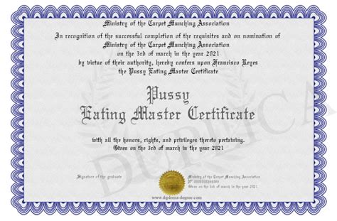 Pussy Eating Master Certificate