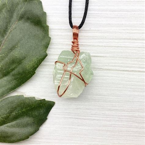 Green Calcite Crystal Pendant Etsy